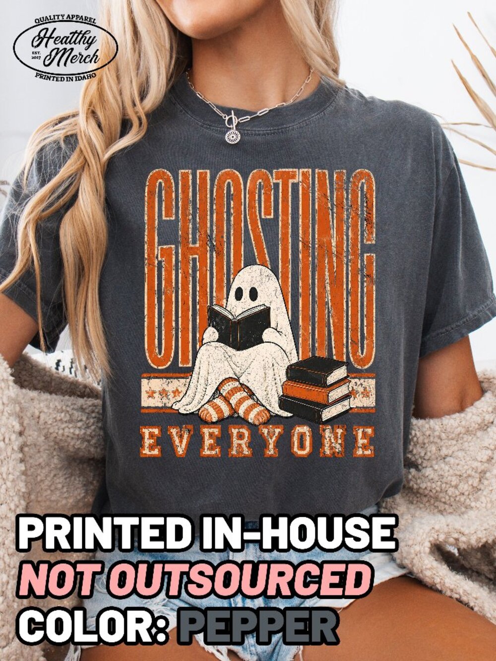 Ghosting Everyone Funny Introvert Halloween Shirt Comfort Colors Pepper